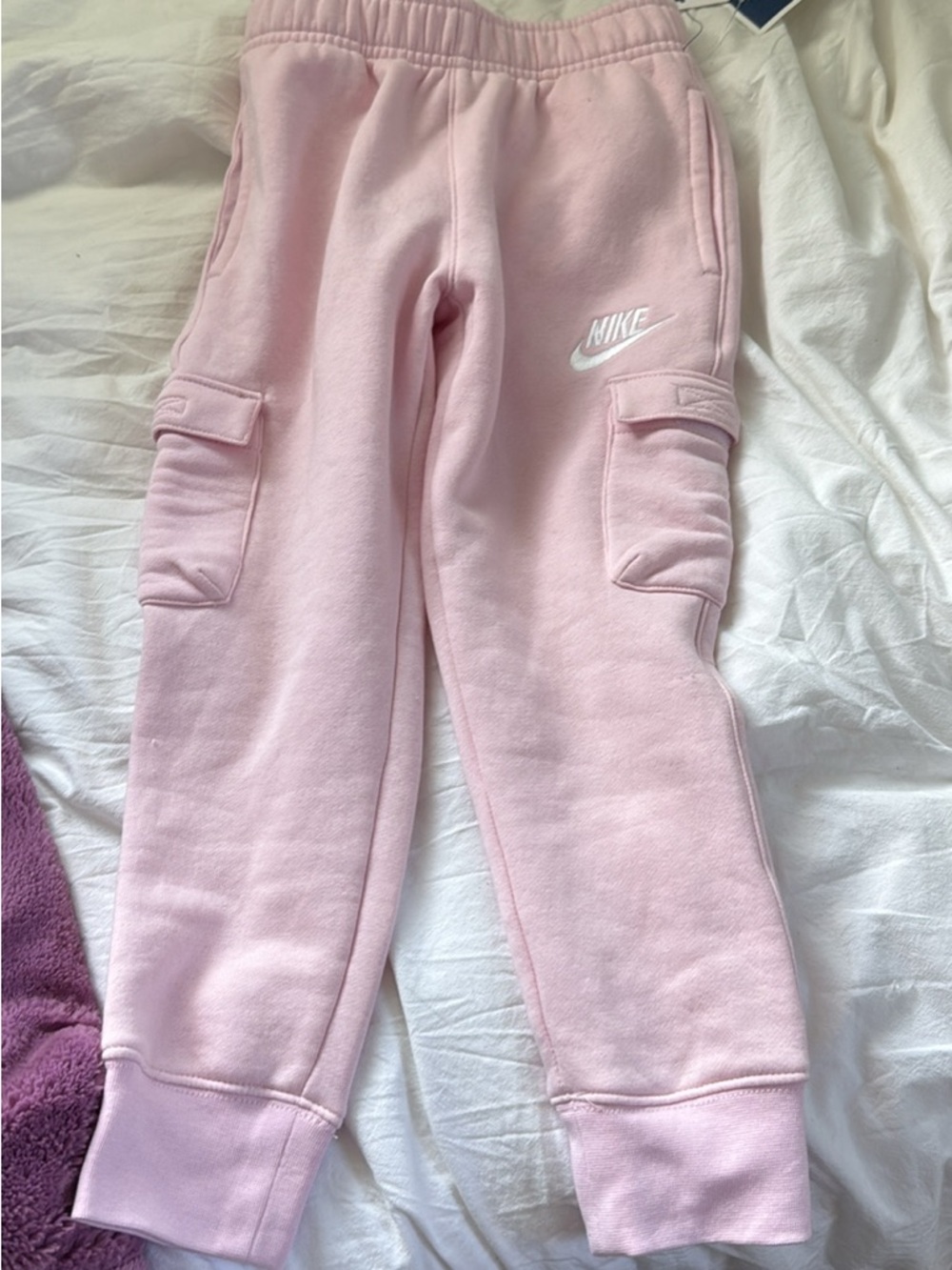 Nike Kids Pink Cargo Joggers with White Logo